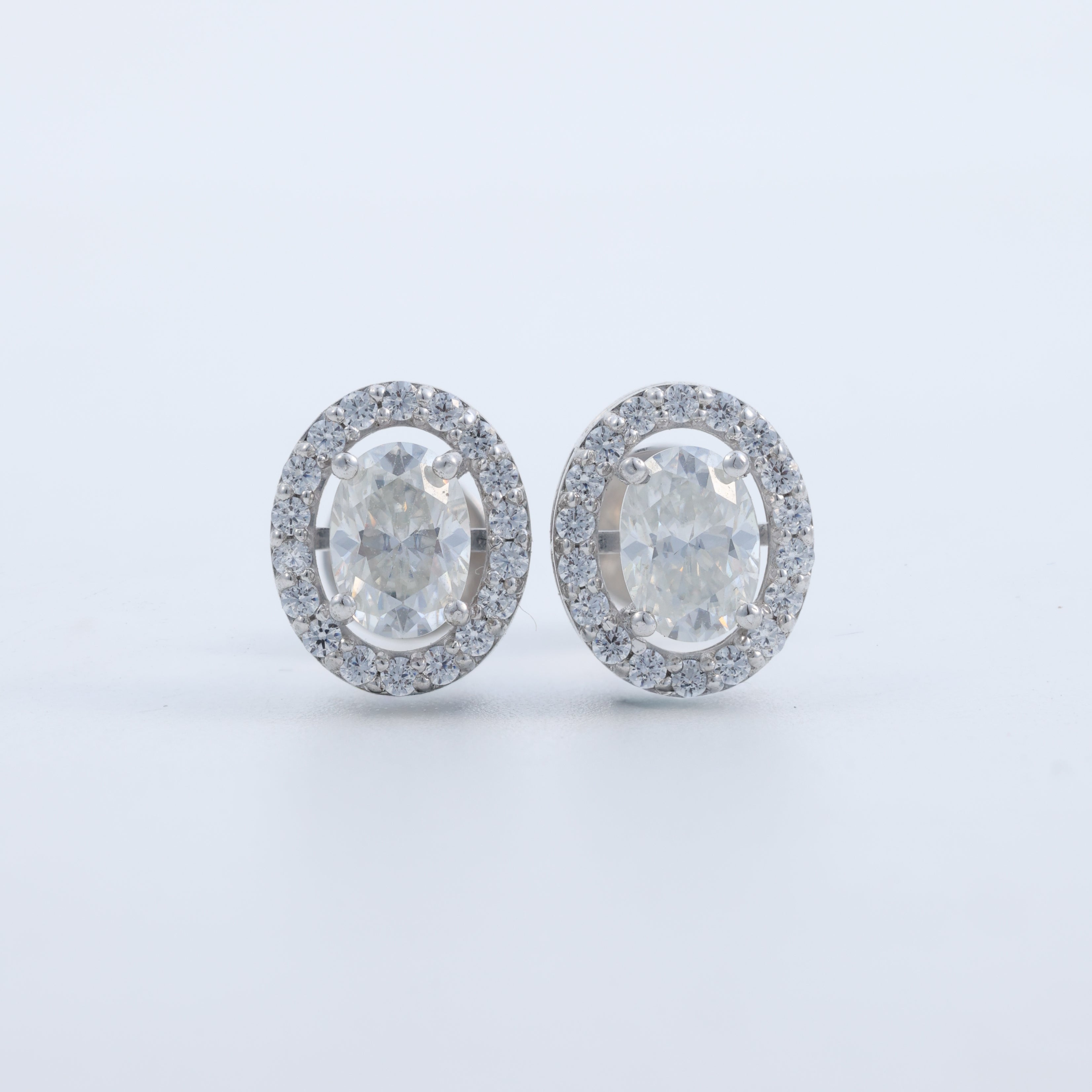 Oval Halo Crystal Stud Earrings