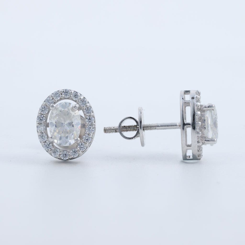 Oval Halo Crystal Stud Earrings
