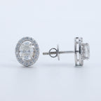 Oval Halo Crystal Stud Earrings
