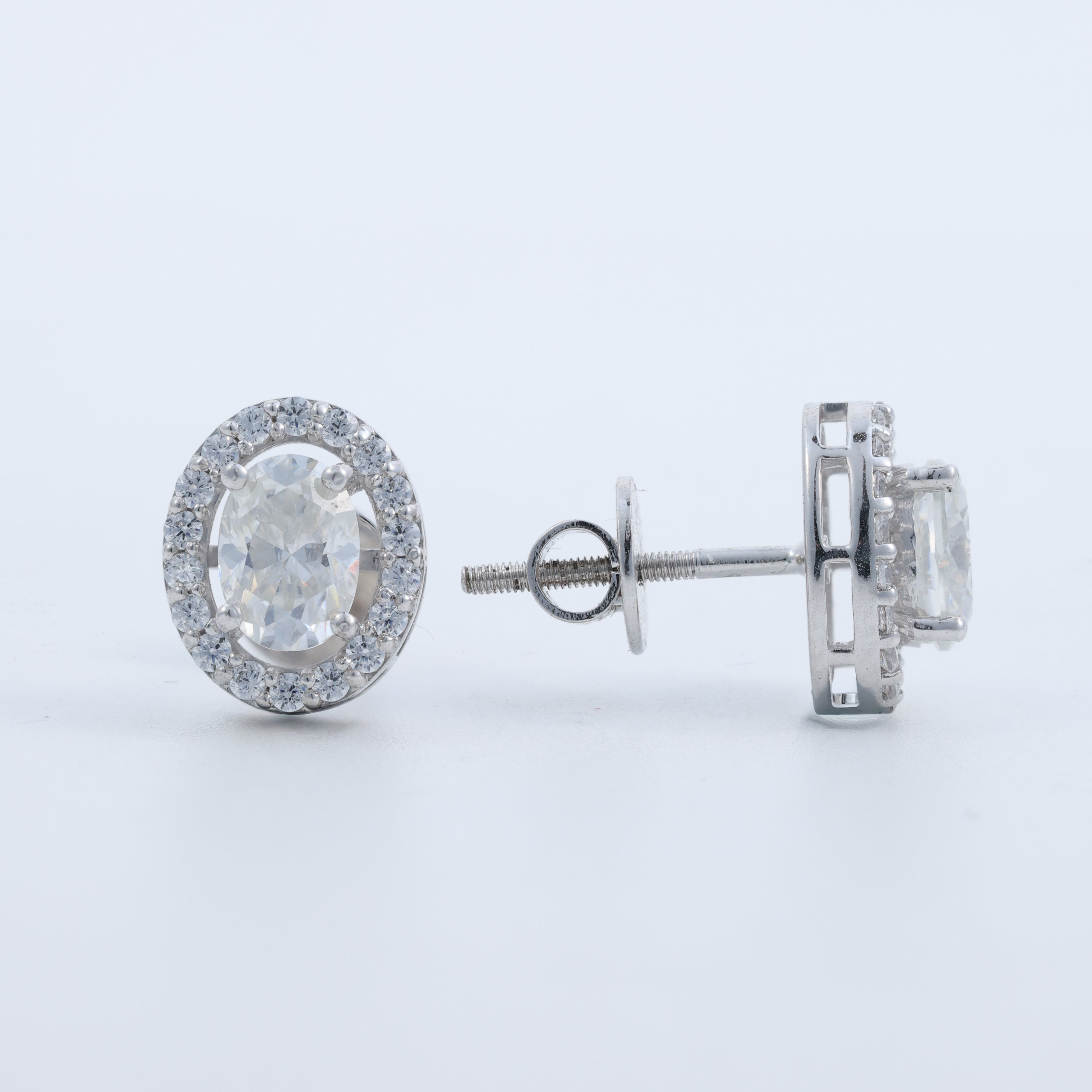 Oval Halo Crystal Stud Earrings