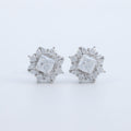 Princess Cut Floral Stud Earrings