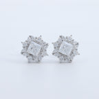Princess Cut Floral Stud Earrings
