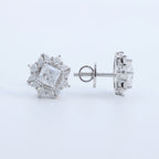 Princess Cut Floral Stud Earrings