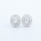 Oval Halo Crystal Stud Earrings