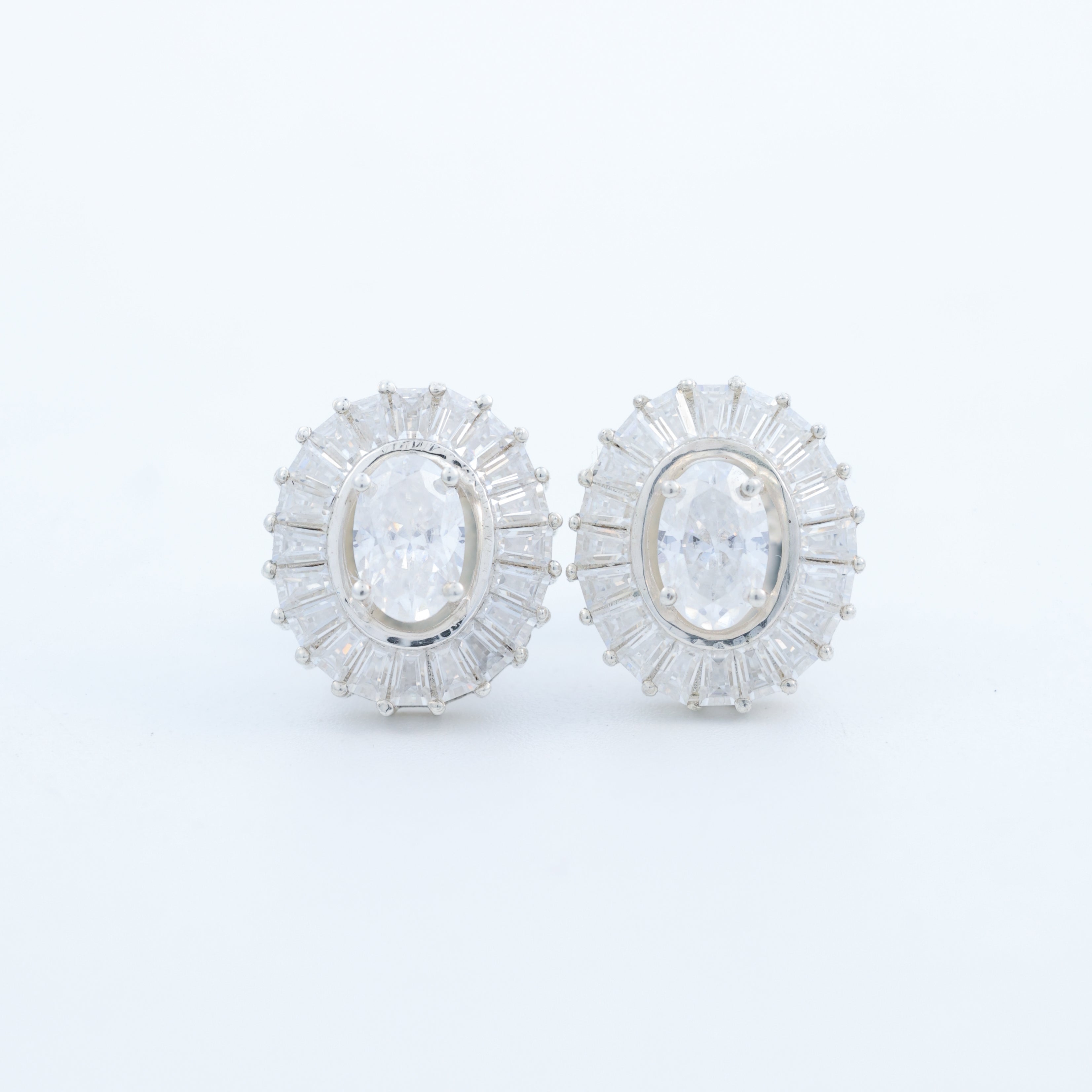 Oval Halo Crystal Stud Earrings