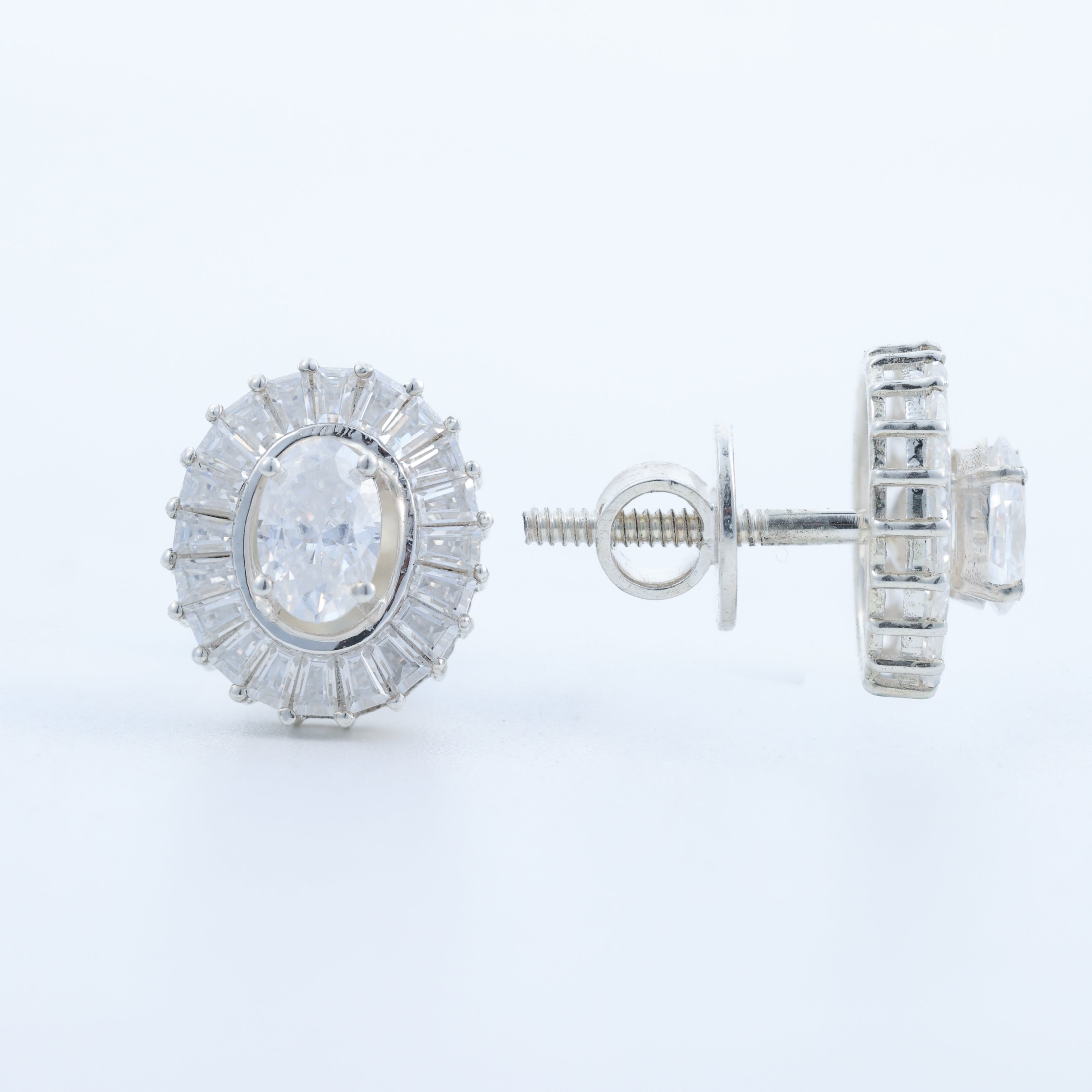Oval Halo Crystal Stud Earrings