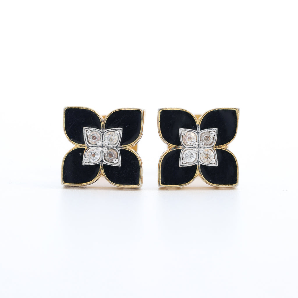 Black Floral Stud Earrings