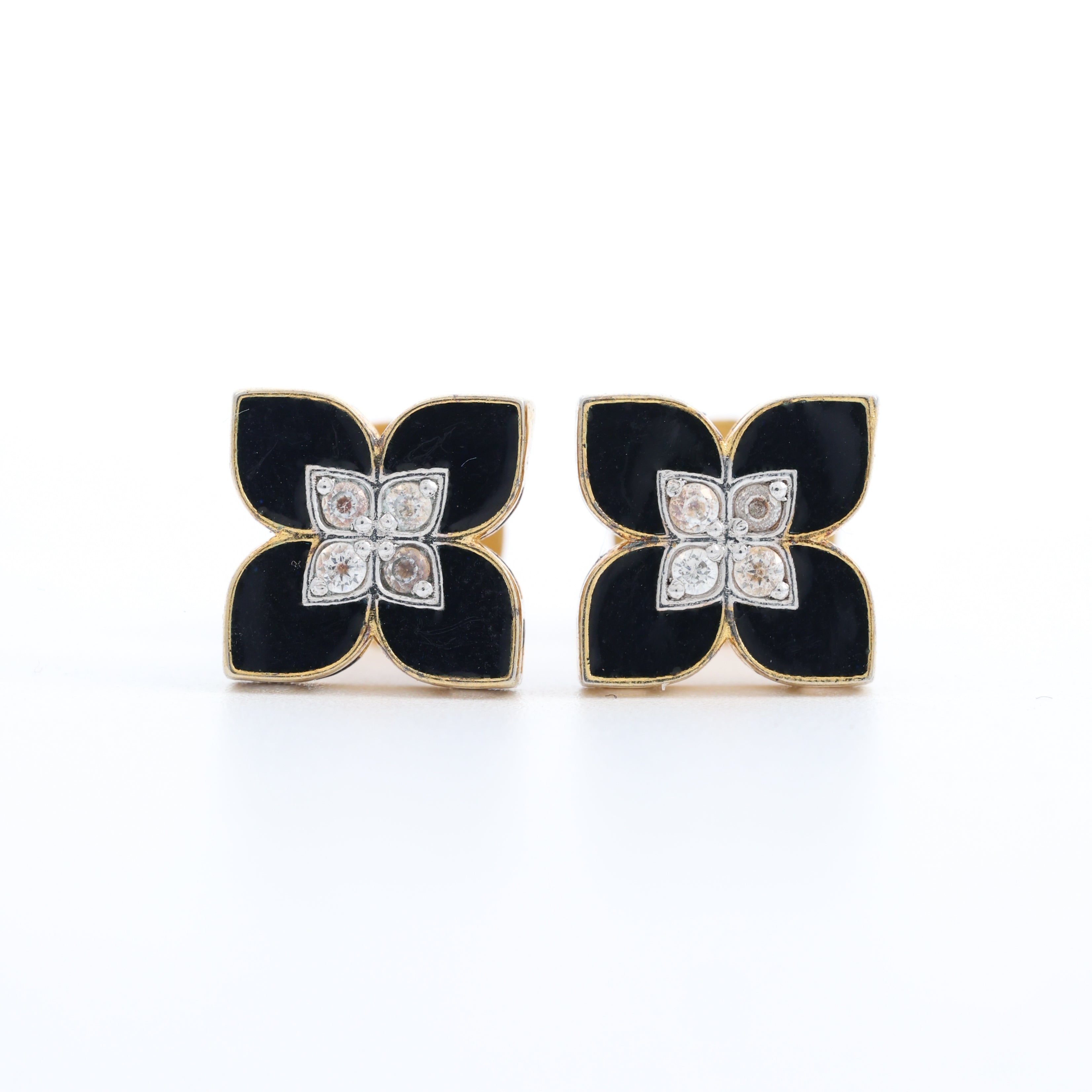 Black Floral Stud Earrings