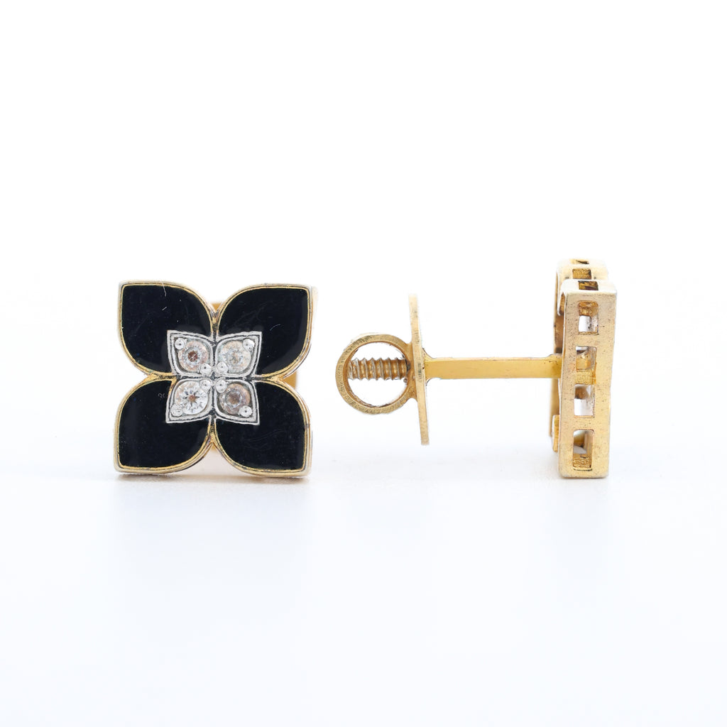 Black Floral Stud Earrings