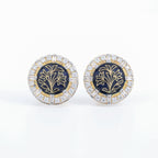 Floral Black Enamel Stud Earrings
