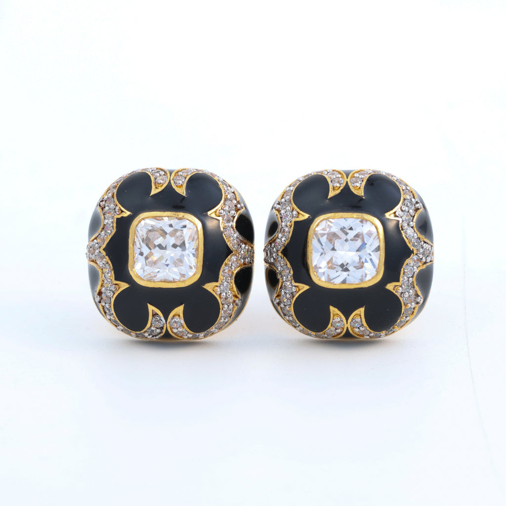 Black Clover Crystal Stud Earrings