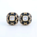 Black Clover Crystal Stud Earrings