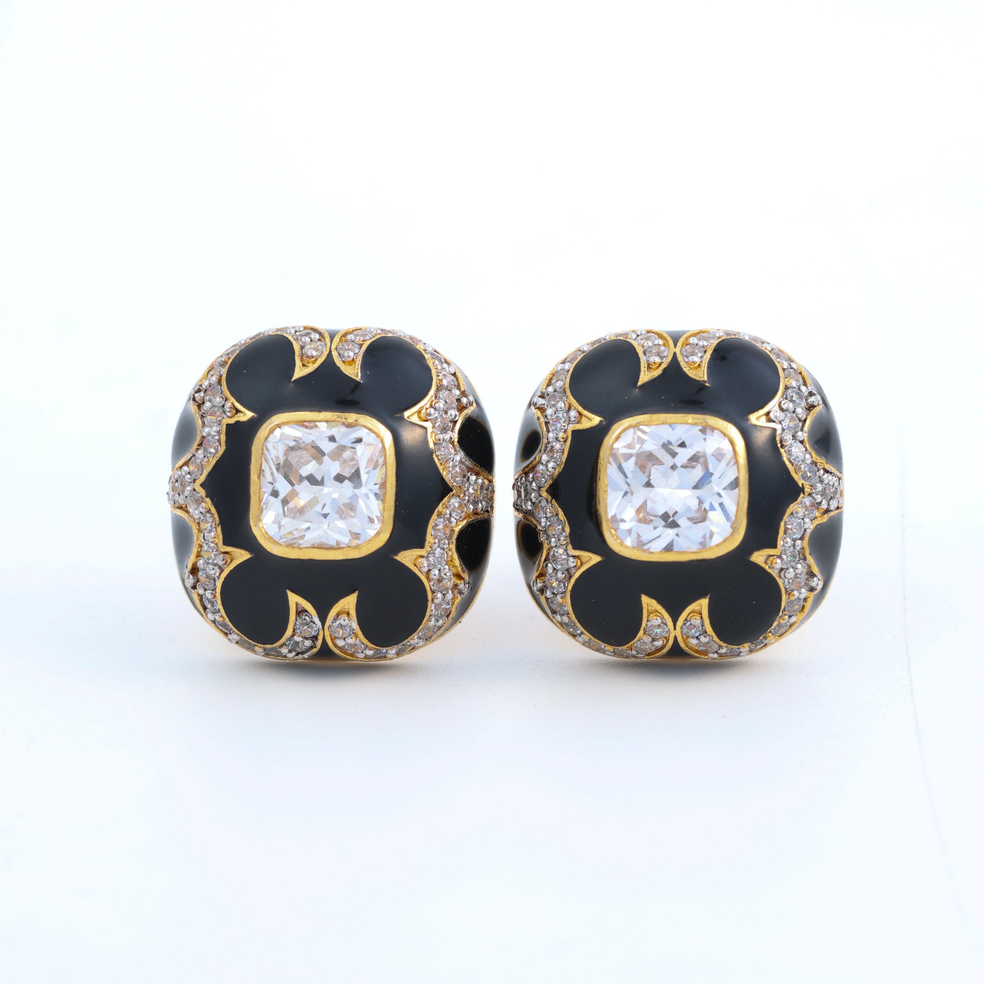 Black Clover Crystal Stud Earrings