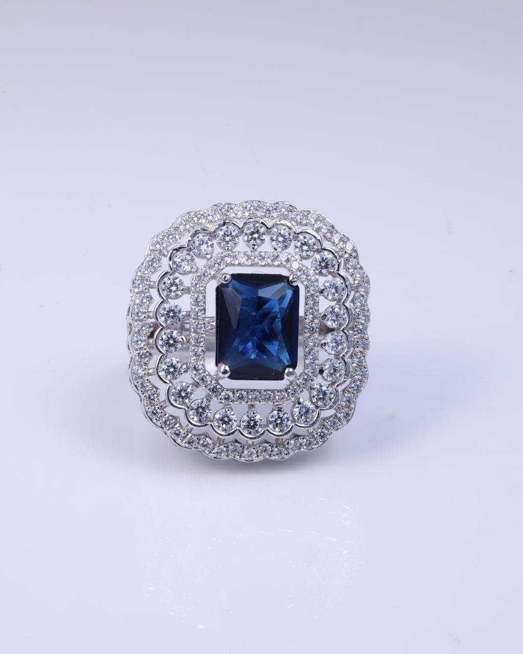 Royal Blue Halo Statement Ring