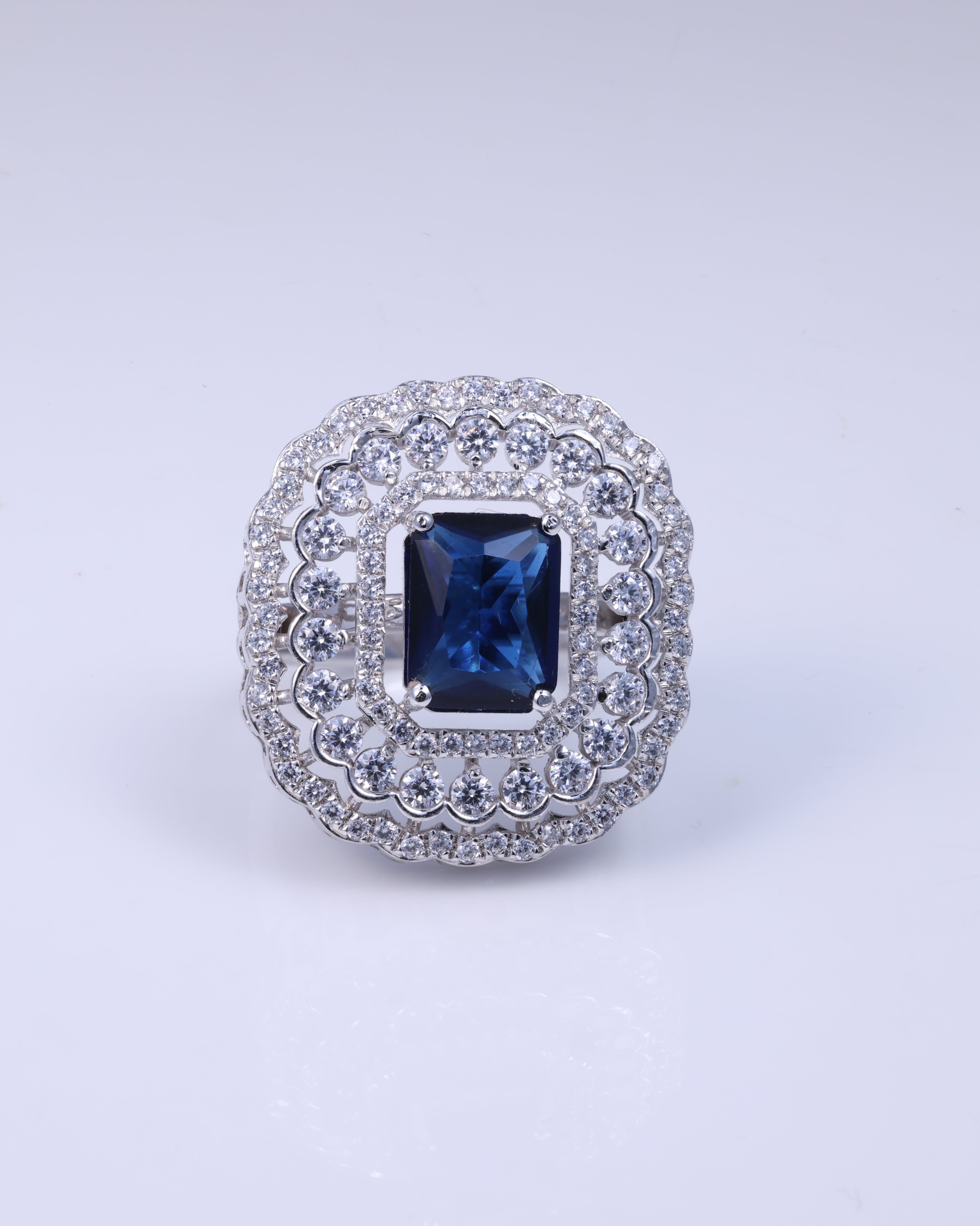 Royal Blue Halo Statement Ring
