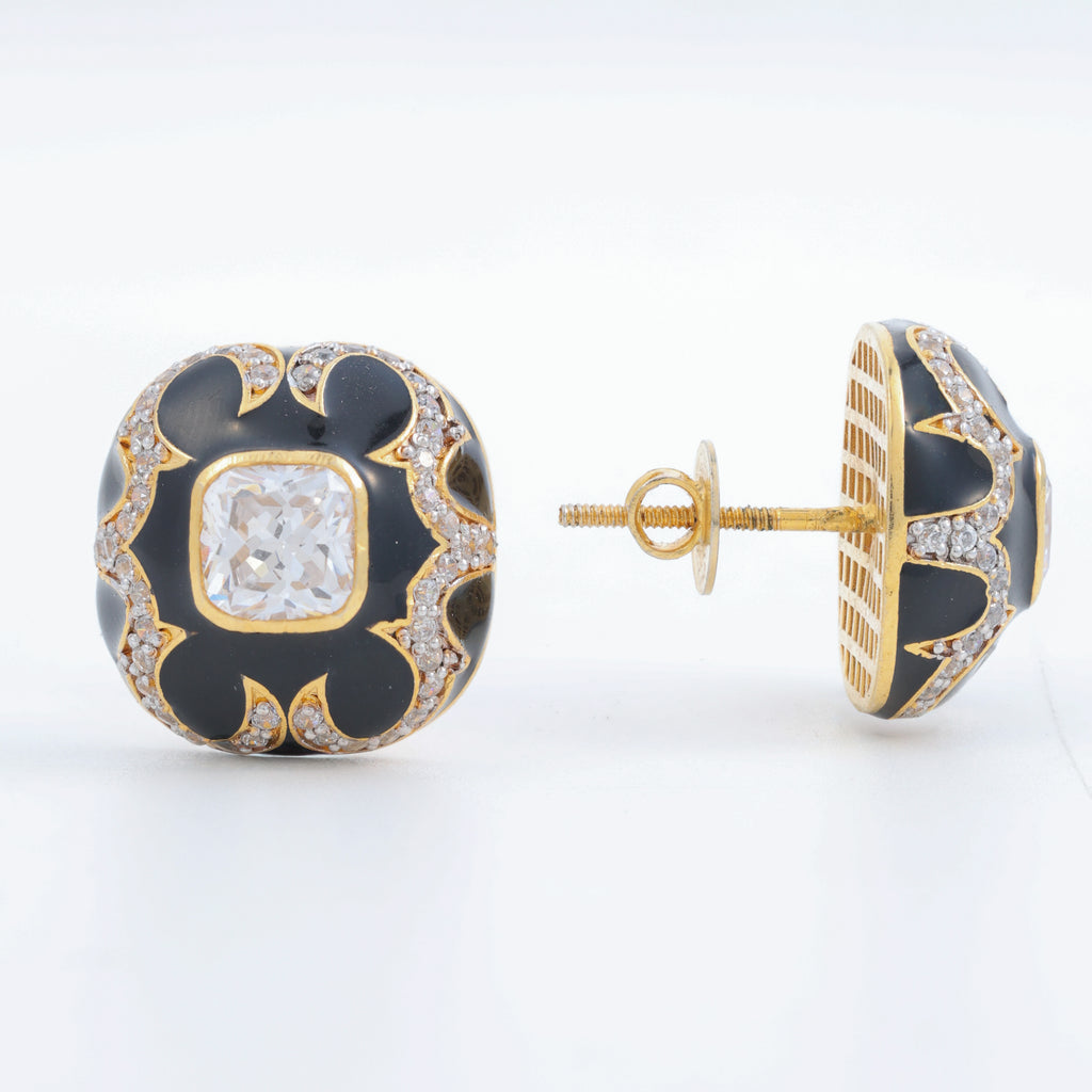 Black Clover Crystal Stud Earrings
