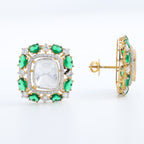 Emerald Green Kundan Stud Earrings
