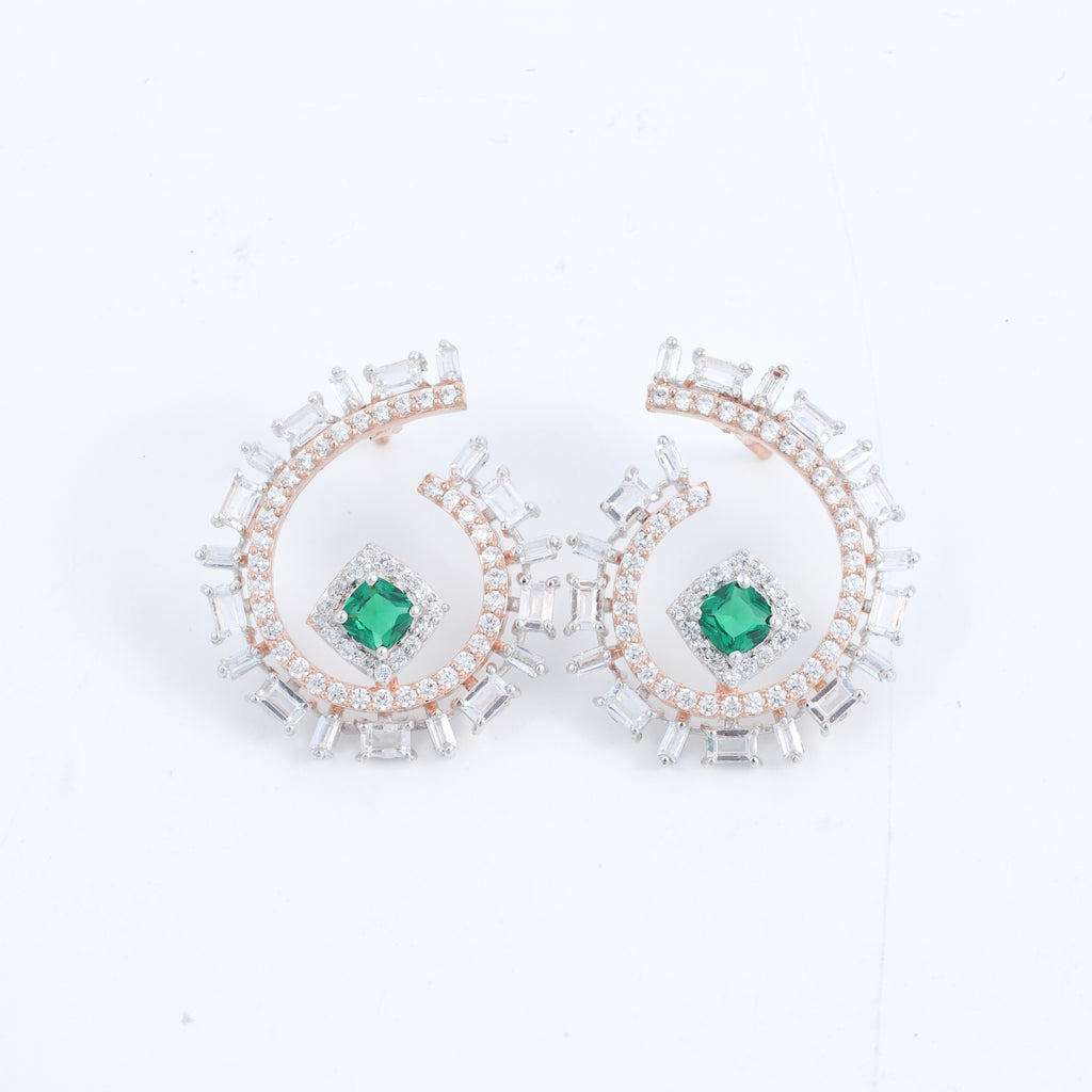 Green Stone Hoop Earrings