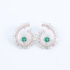 Green Stone Hoop Earrings