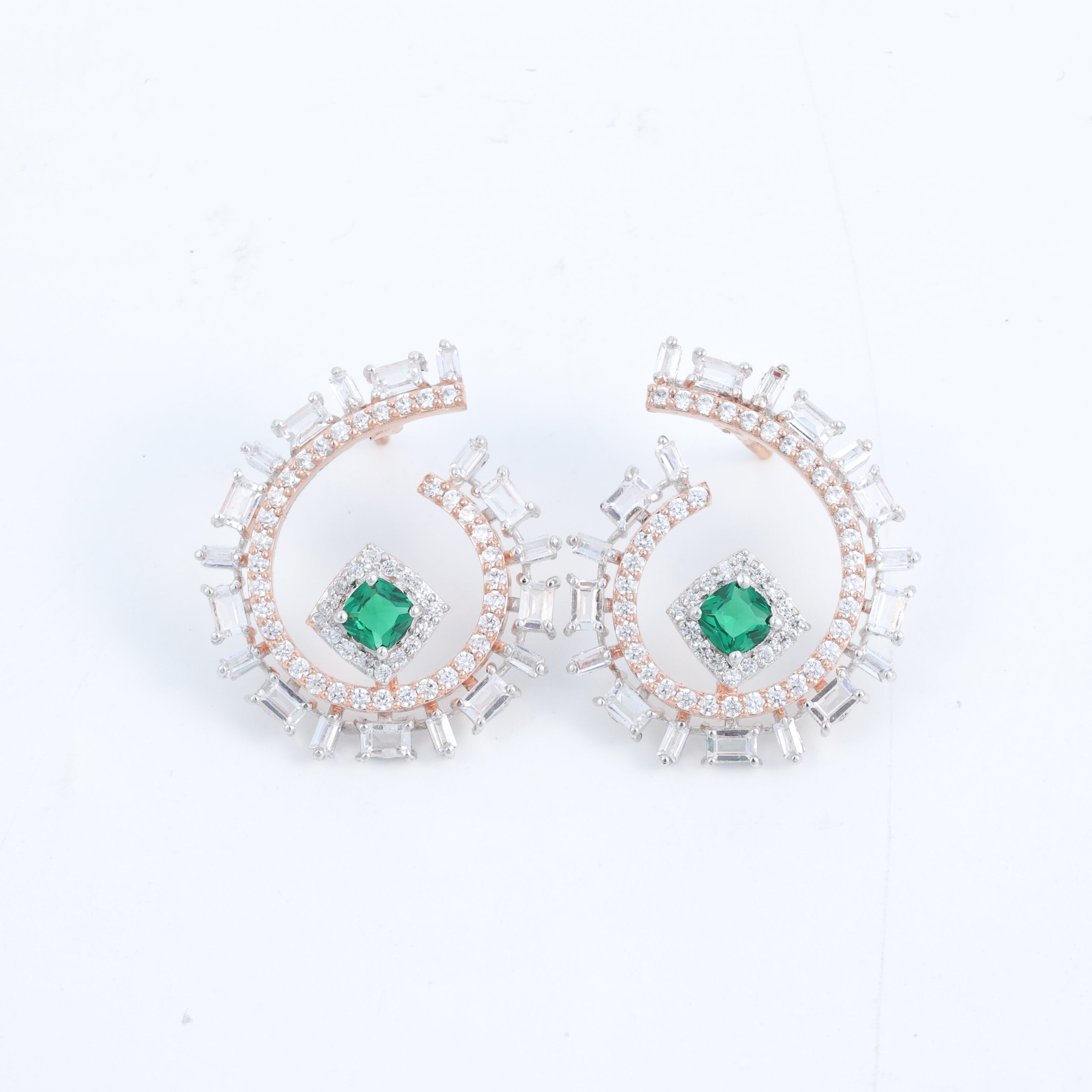 Green Stone Hoop Earrings