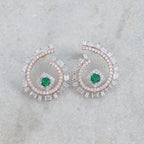 Green Stone Hoop Earrings