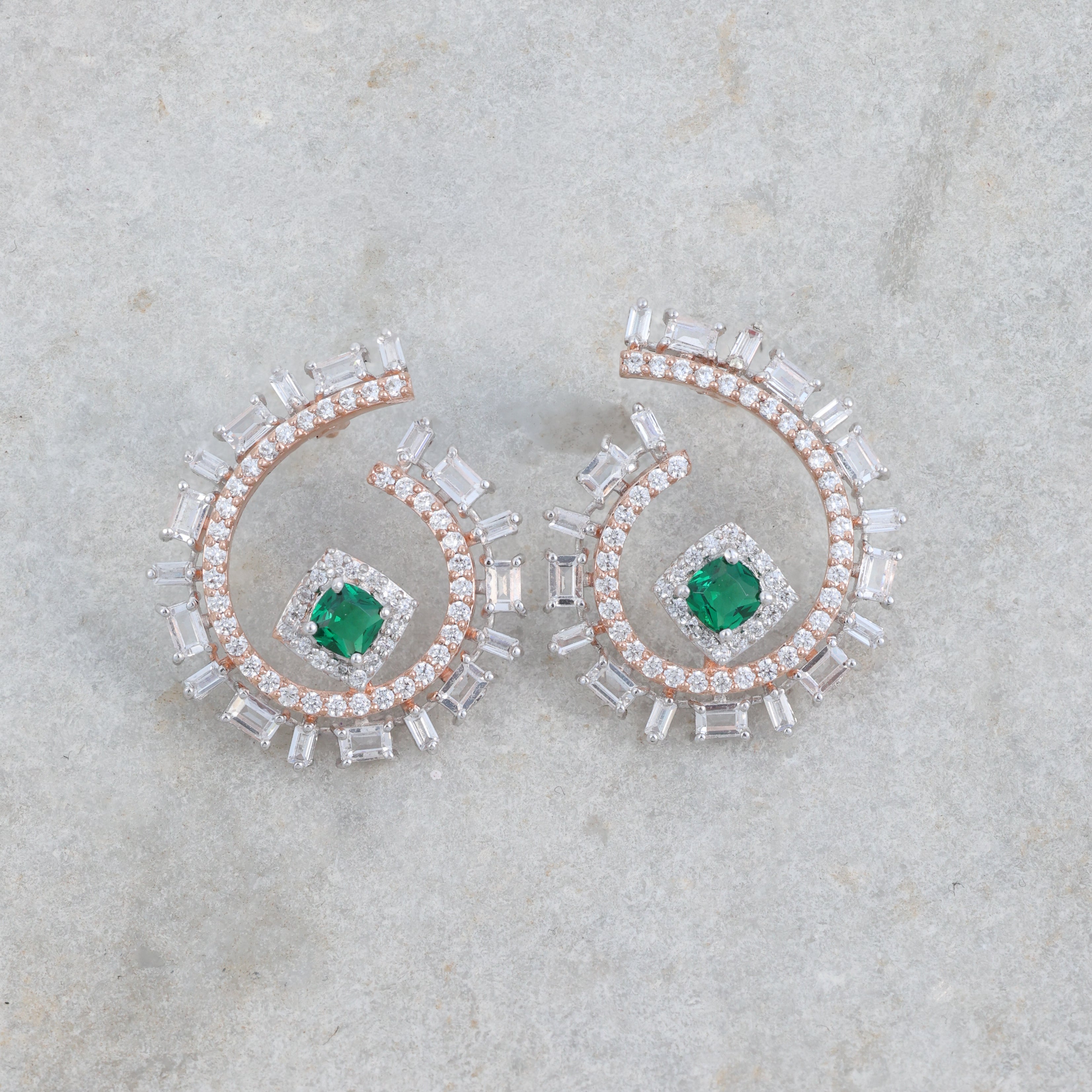 Green Stone Hoop Earrings