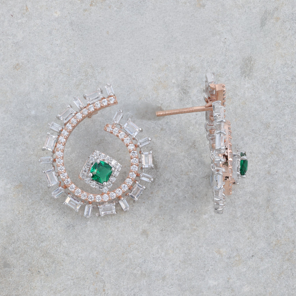 Green Stone Hoop Earrings