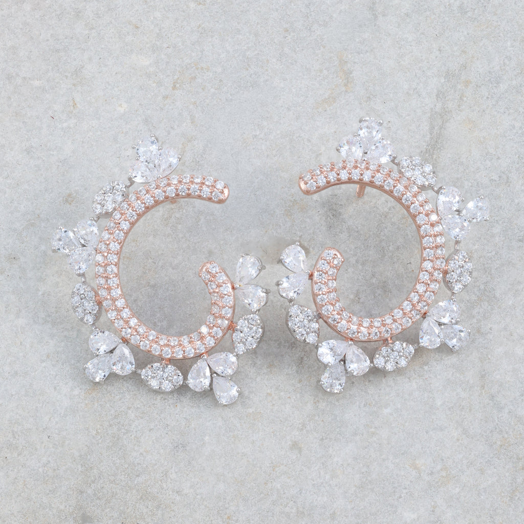 Rose Gold Floral Hoop Earrings