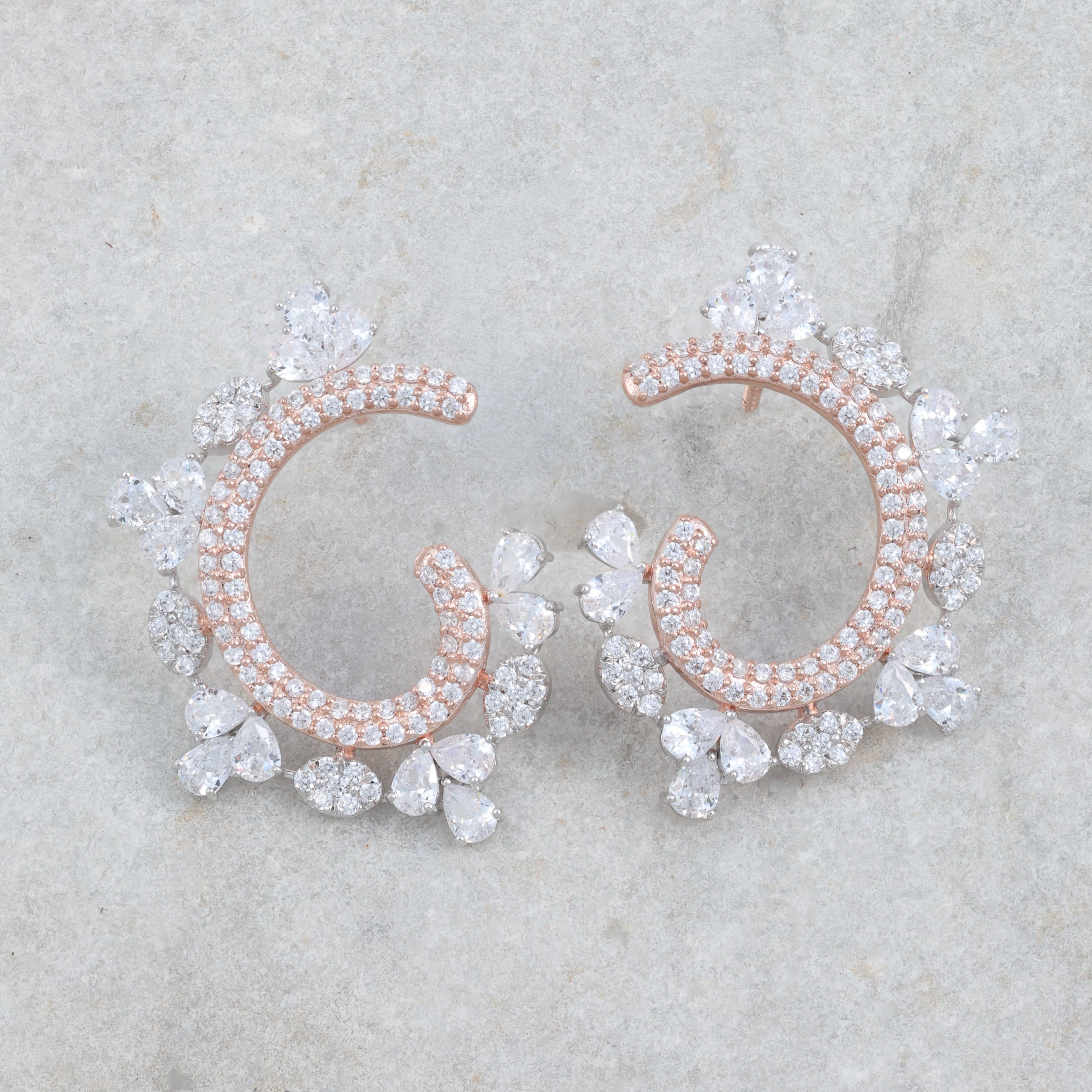 Rose Gold Floral Hoop Earrings