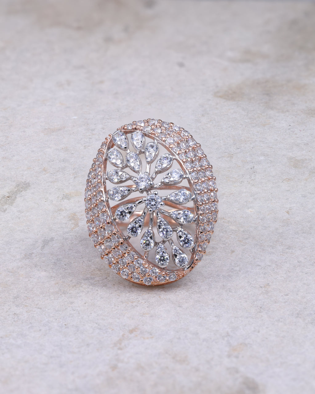 Rose Gold Floral Statement Ring