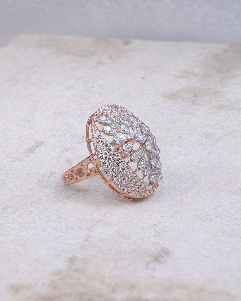 Rose Gold Floral Statement Ring