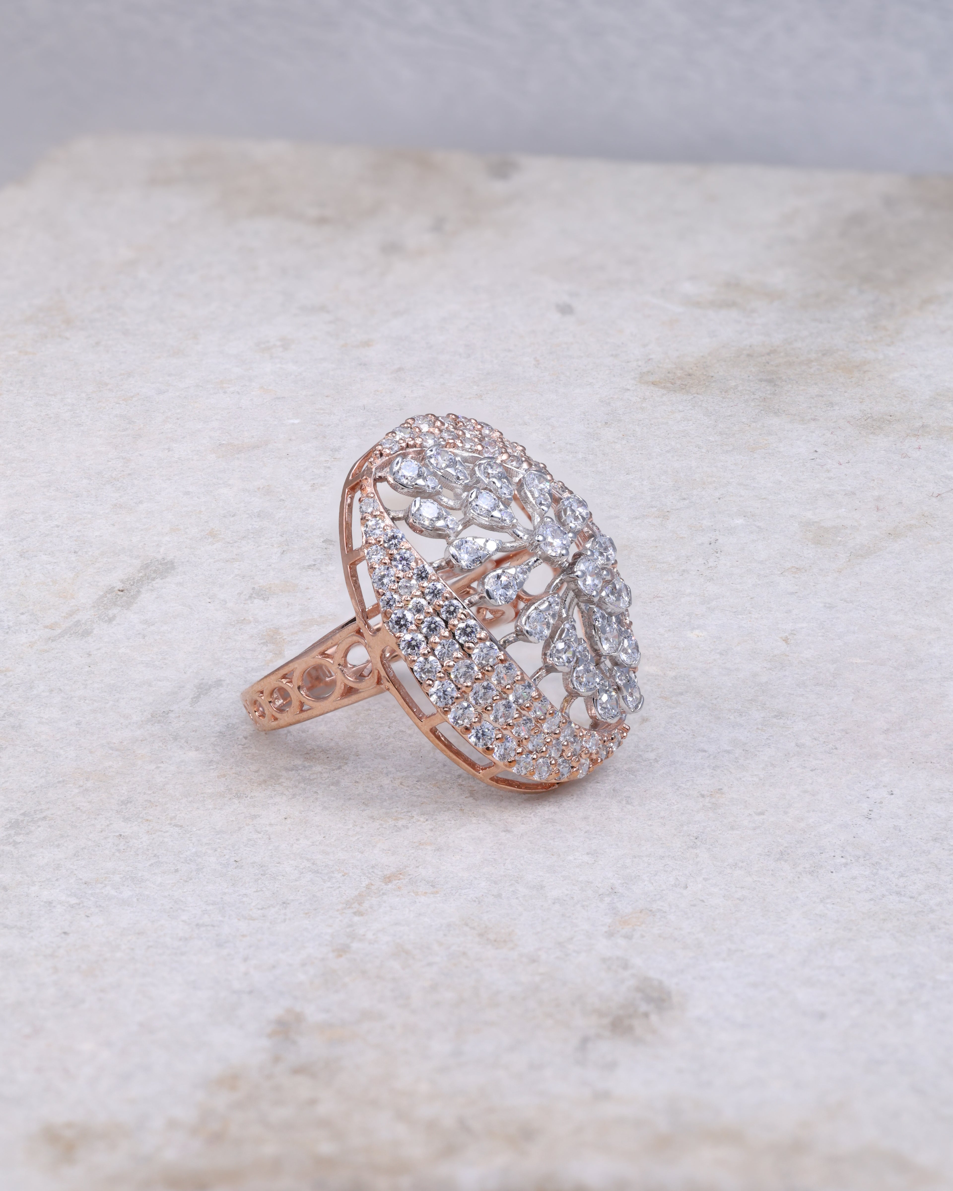Rose Gold Floral Statement Ring