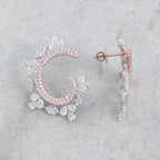 Rose Gold Floral Hoop Earrings