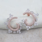Rose Gold Floral Hoop Earrings