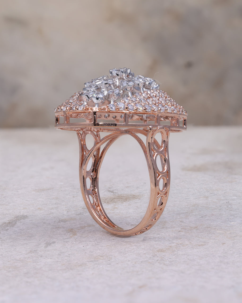 Rose Gold Floral Statement Ring