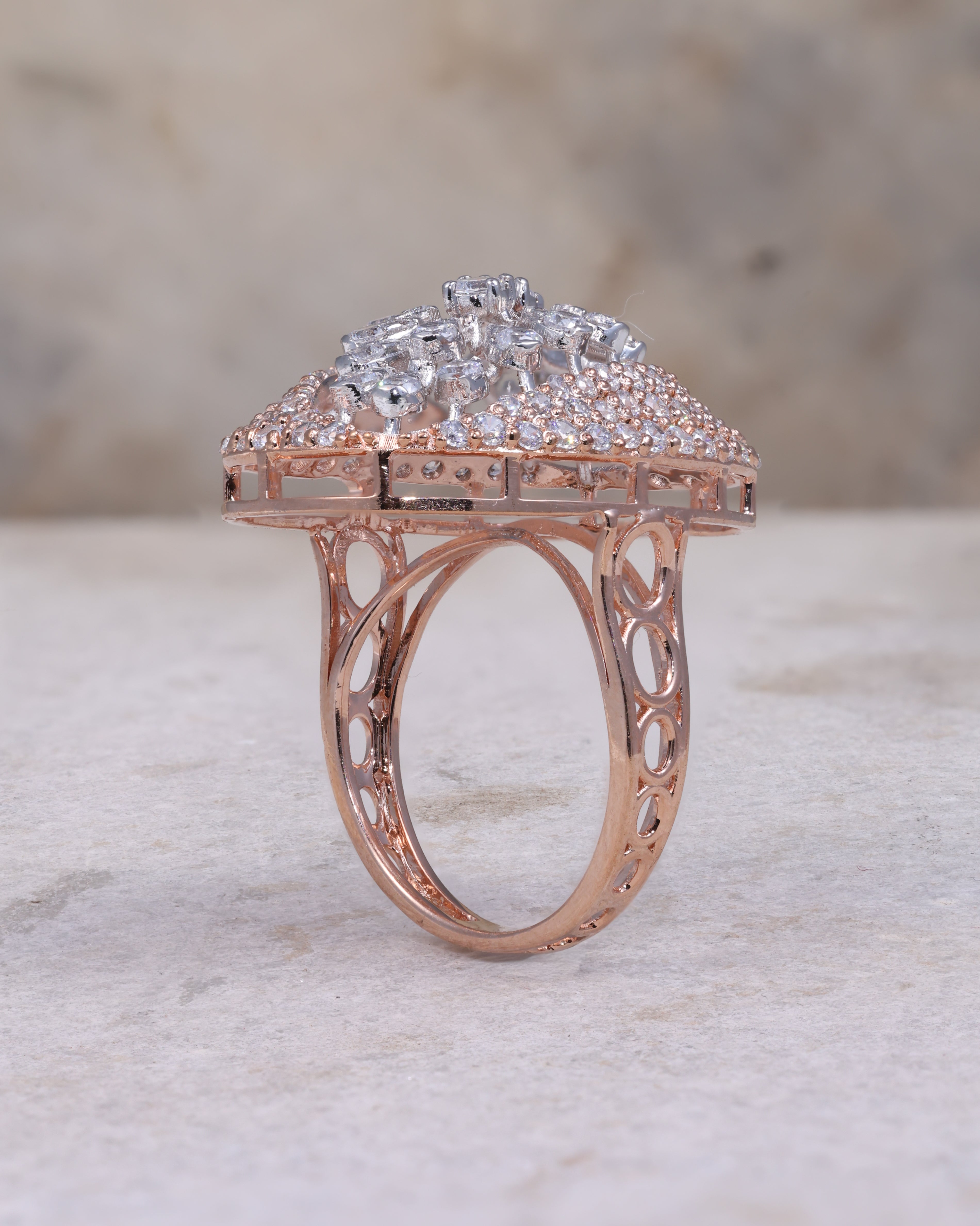 Rose Gold Floral Statement Ring