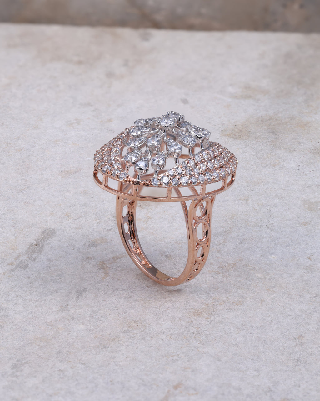 Rose Gold Floral Statement Ring