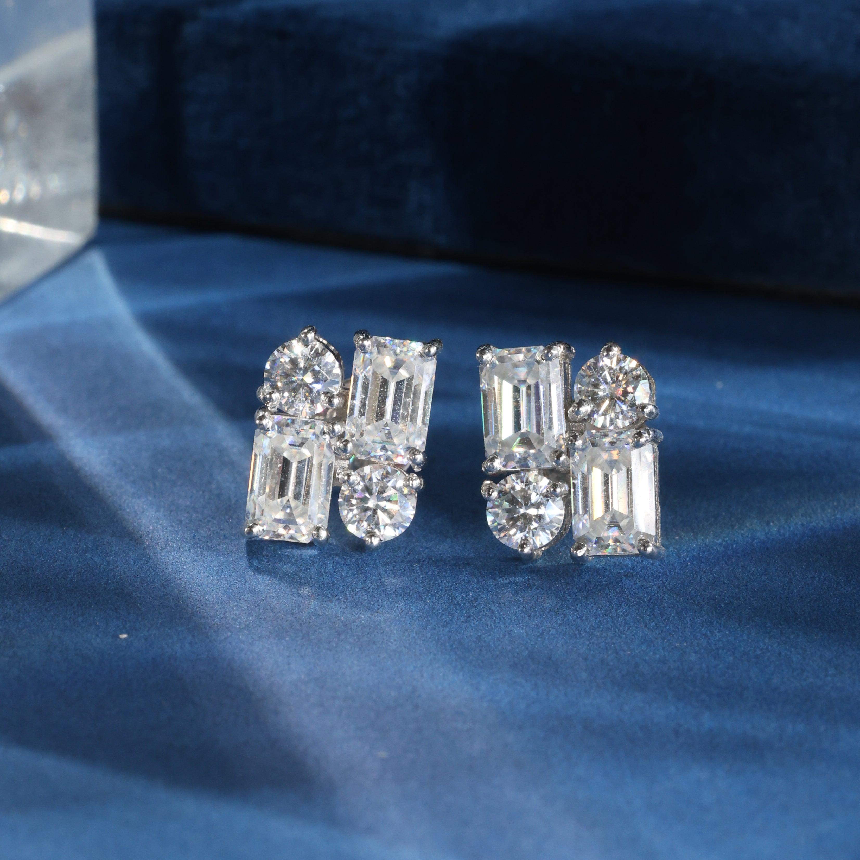 Geometric Crystal Stud Earrings