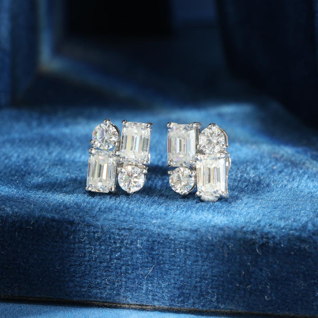 Geometric Crystal Stud Earrings