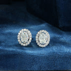 Oval Halo Crystal Stud Earrings