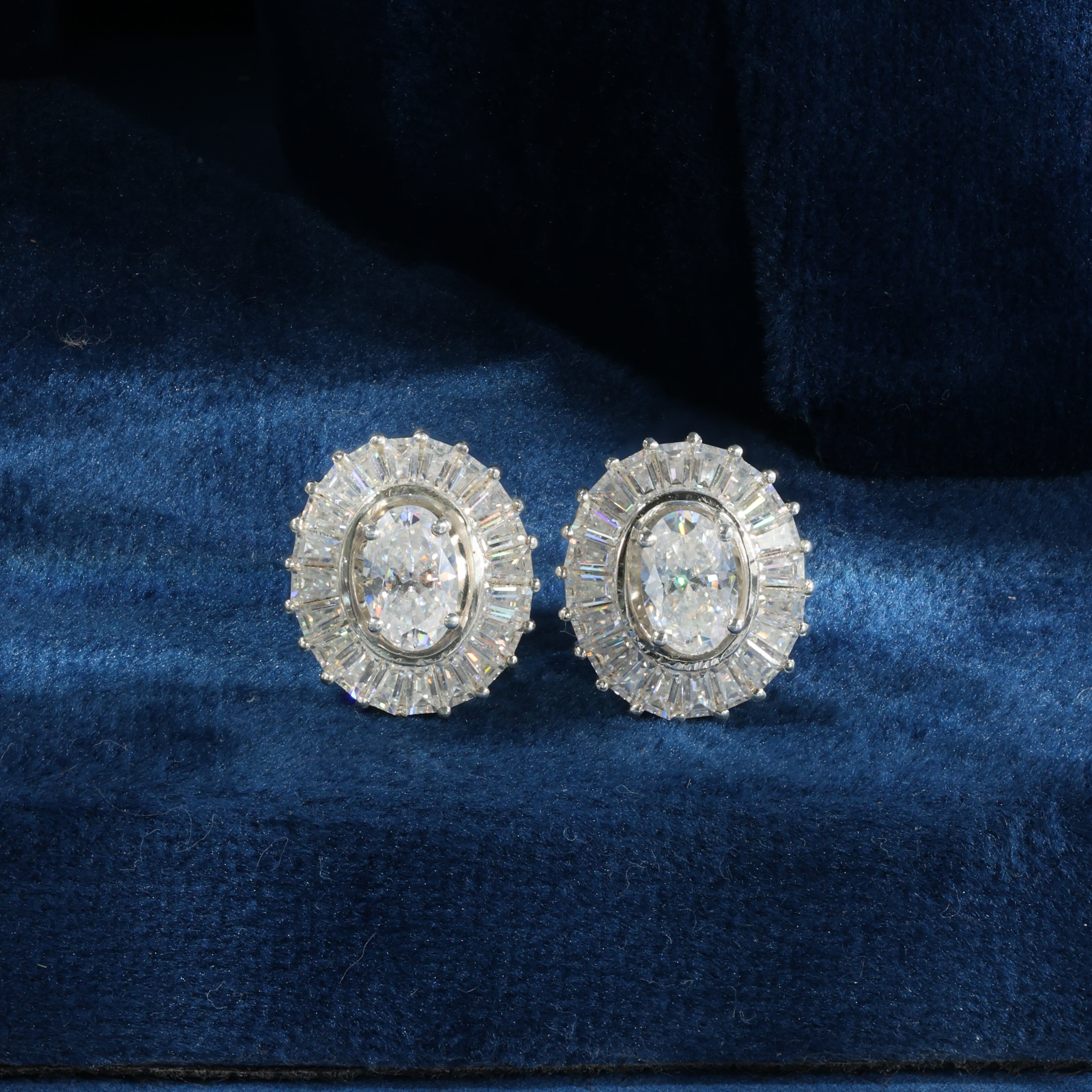Oval Halo Crystal Stud Earrings