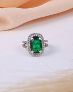 Emerald Green Halo Ring
