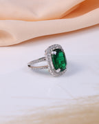 Emerald Green Halo Ring