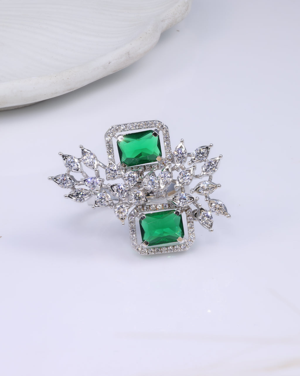 Emerald Bloom Statement Ring