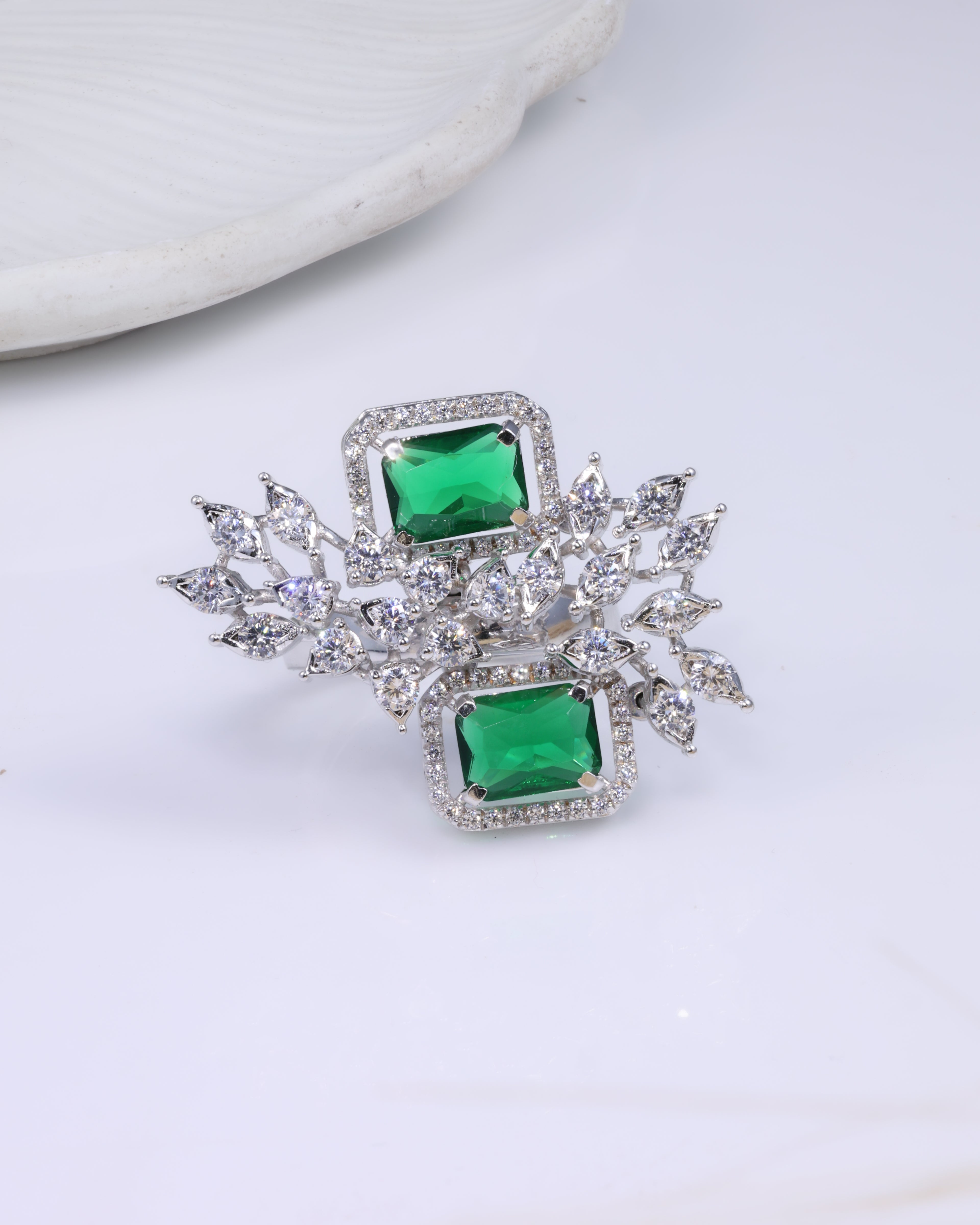 Emerald Bloom Statement Ring
