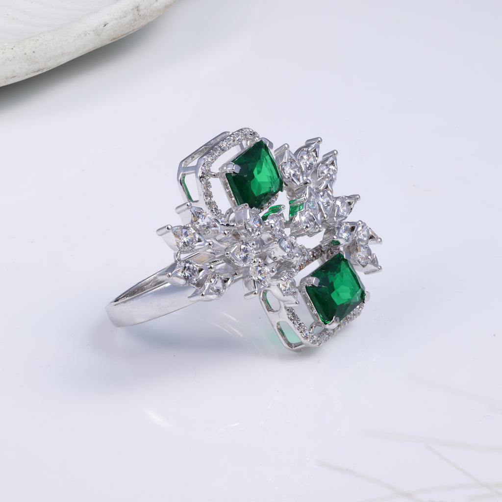 Emerald Bloom Statement Ring