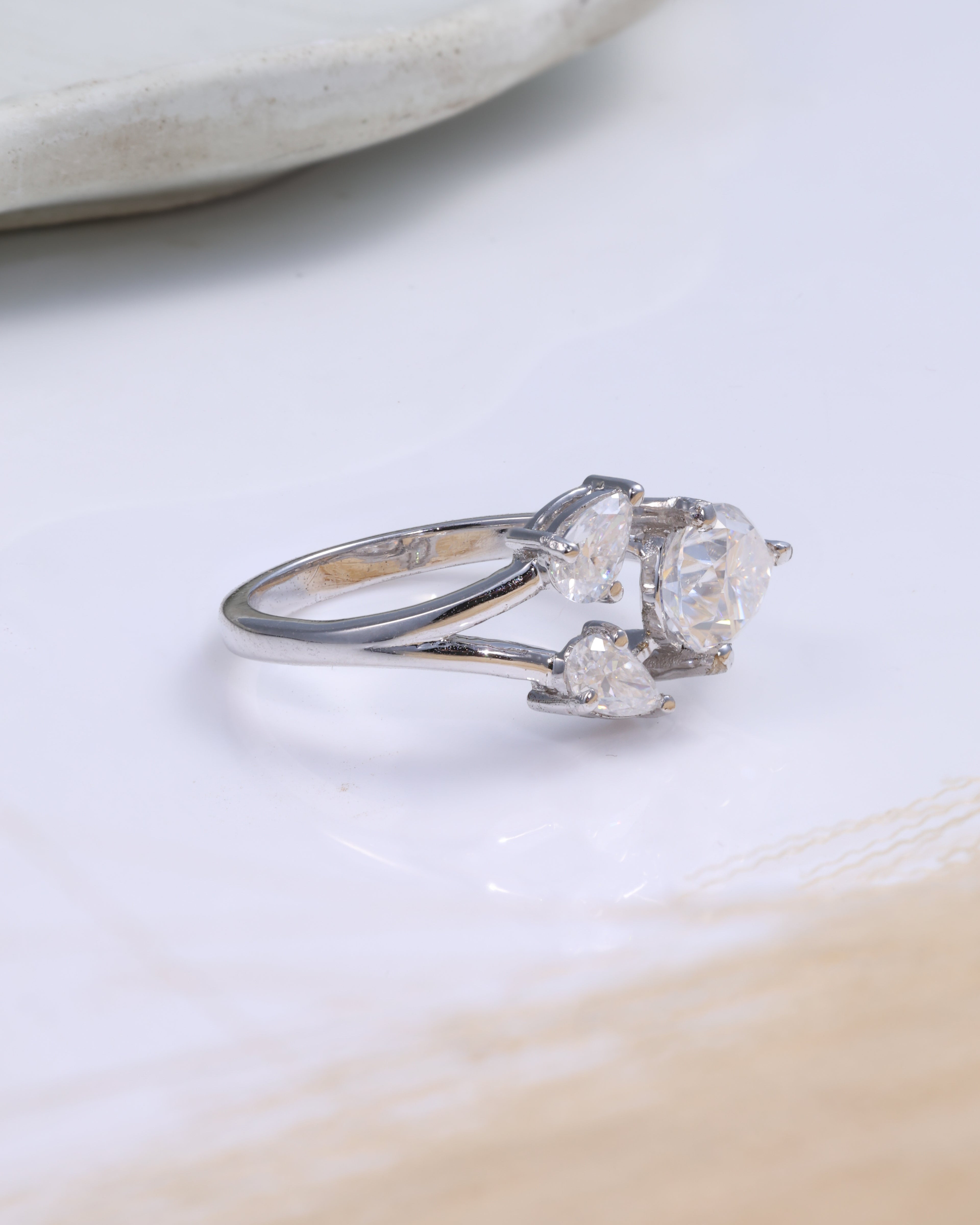 Elegant Pear Crystal Ring