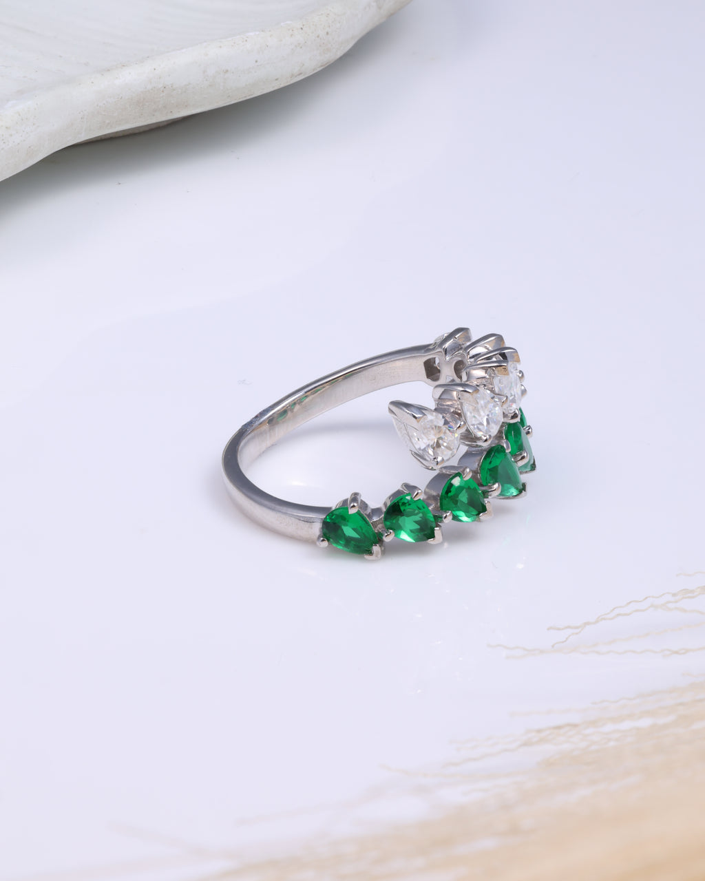 Emerald Duo Open Ring