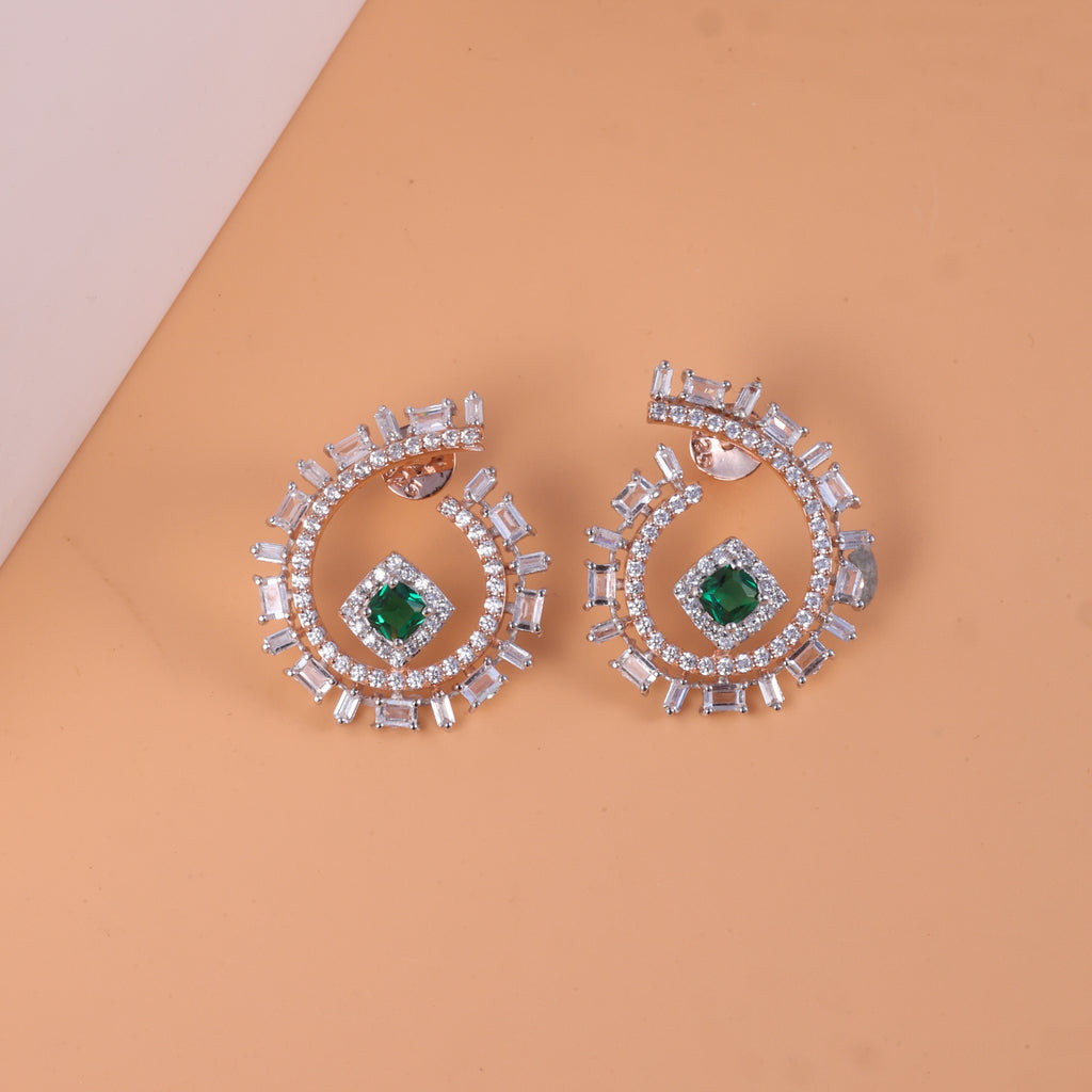 Green Stone Hoop Earrings