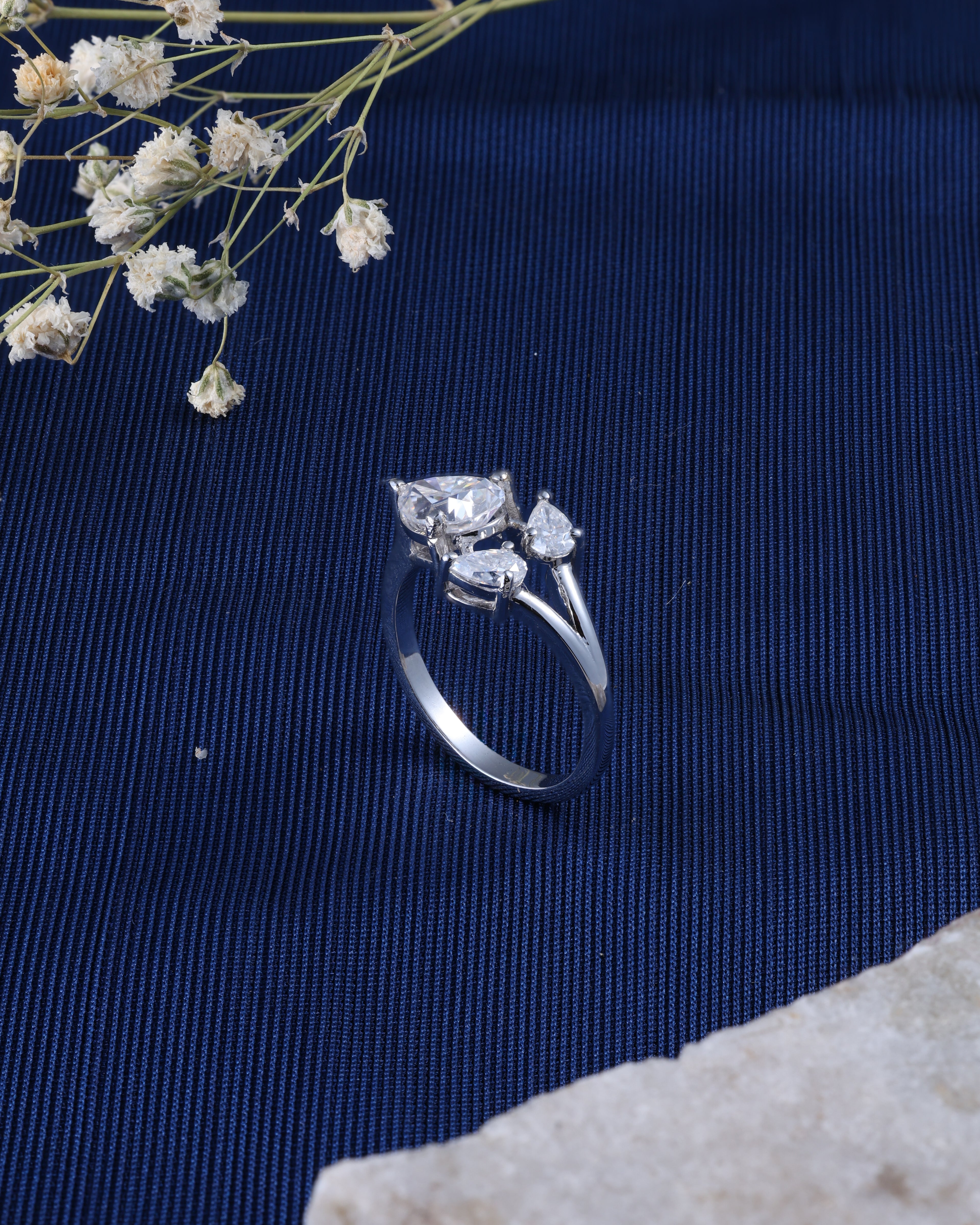 Elegant Pear Crystal Ring